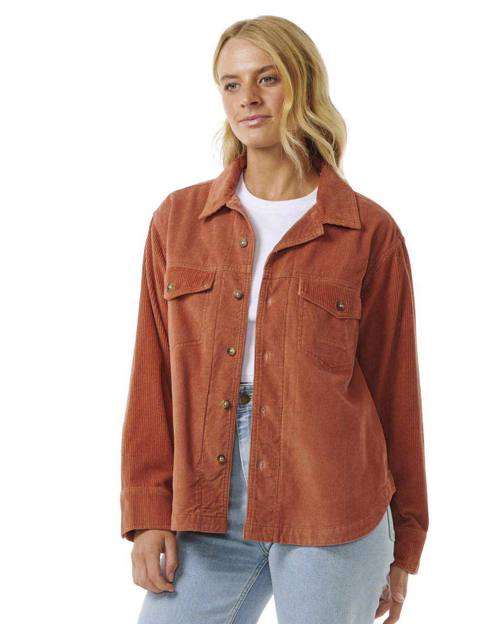 Rip Curl Womans Stevie Cord Shirt - Dark Rust