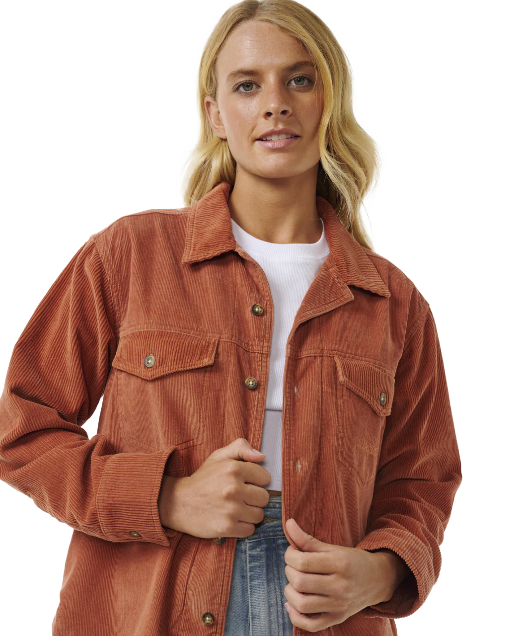 Rip Curl Womans Stevie Cord Shirt - Dark Rust