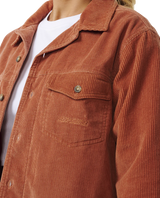 Rip Curl Womans Stevie Cord Shirt - Dark Rust