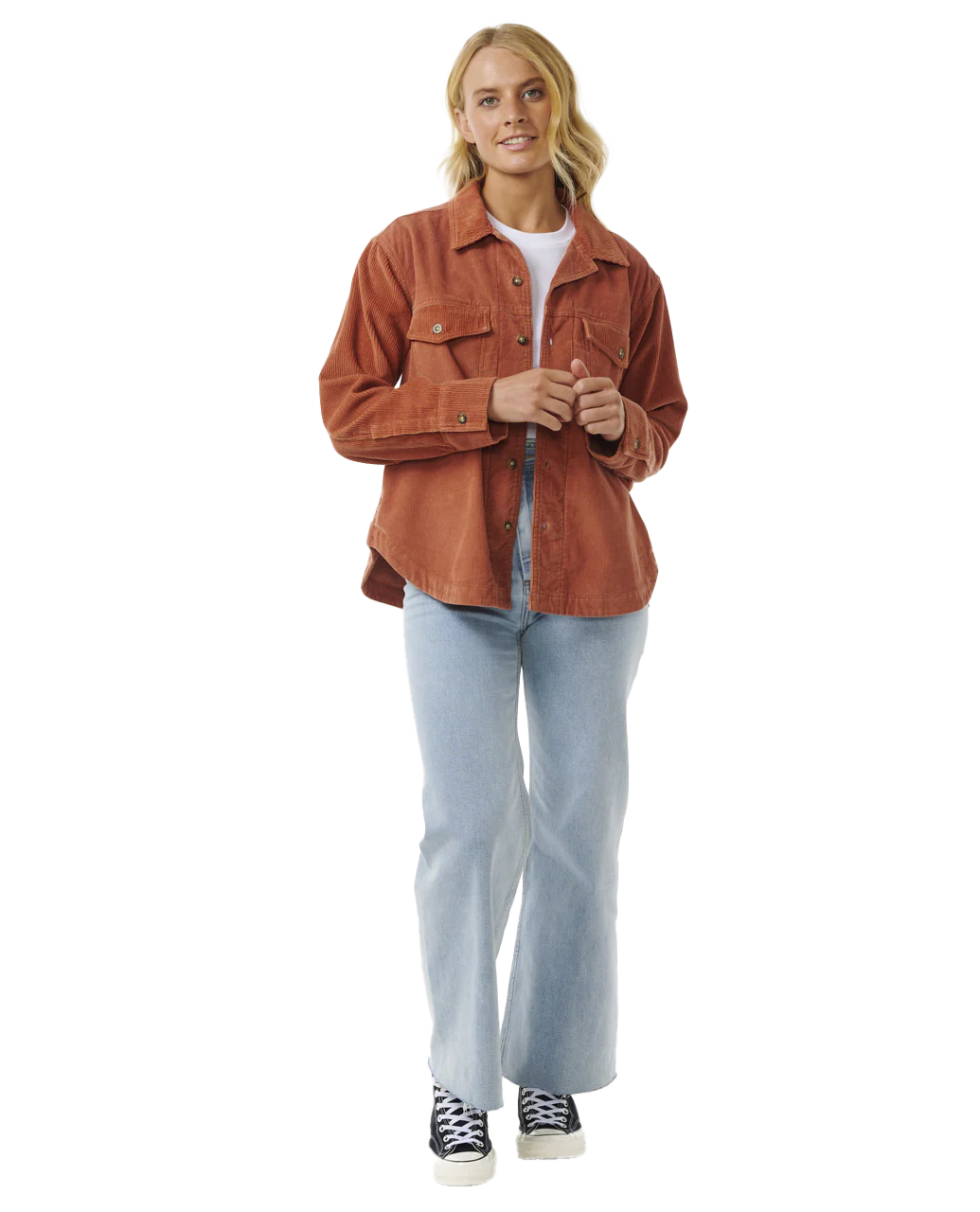 Rip Curl Womans Stevie Cord Shirt - Dark Rust