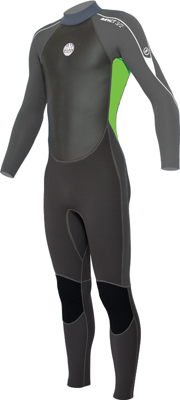 Alder Junior Impact 3/2 Wetsuit - Green-Kids Wetsuits-troggs.com