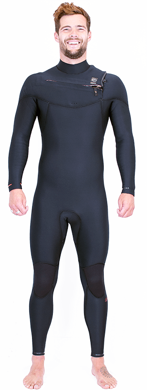 Alder Mens Soul 5/4 Chest Zip Wetsuit - Black-Mens Wetsuits-troggs.com