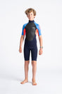 C-Skins Junior Element 3/2 Shortie - Slate/Orange/Blue-Kids Wetsuits-troggs.com