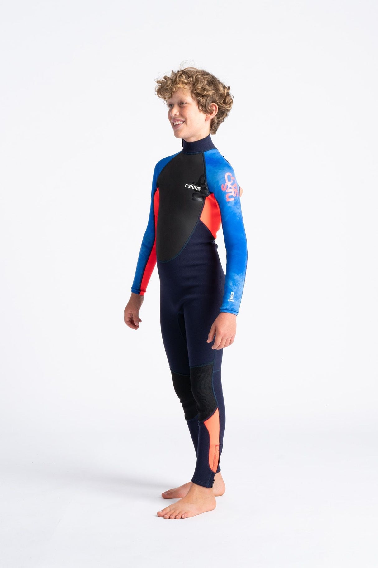 C-Skins Junior Element 3/2 Wetsuit - Slate/Red/Blue Tie-Dye-Kids Wetsuits-troggs.com