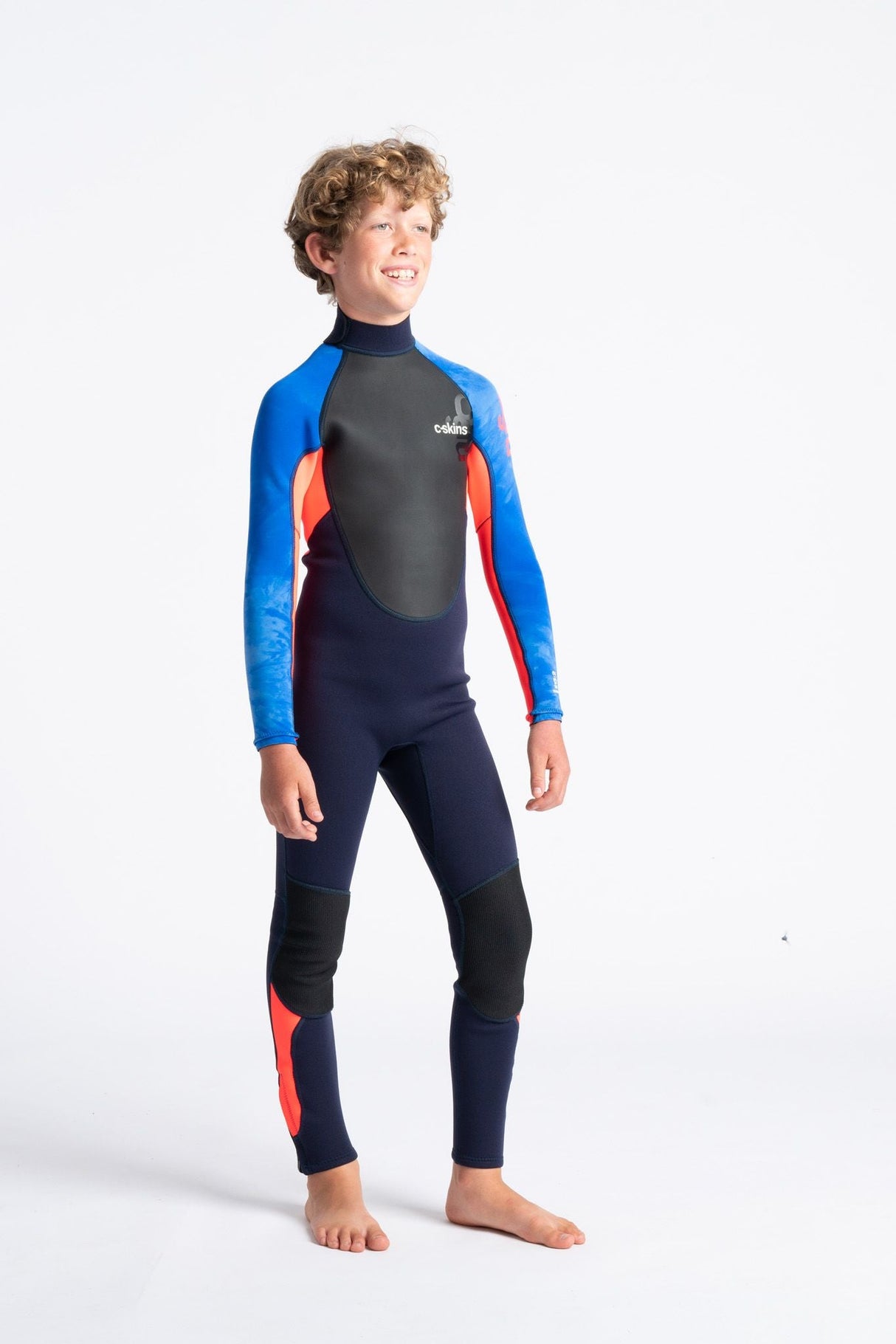 C-Skins Junior Element 3/2 Wetsuit - Slate/Red/Blue Tie-Dye-Kids Wetsuits-troggs.com