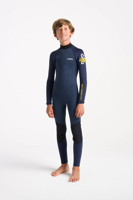 C-Skins Junior NuWave Element 3/2 Wetsuit - Bluestone/Slate/Multi-Kids Wetsuits-troggs.com