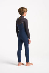 C-Skins Junior NuWave Session 4/3 Chest Zip Wetsuit - Bluestone/Meteor/Saffron-Kids Wetsuits-troggs.com