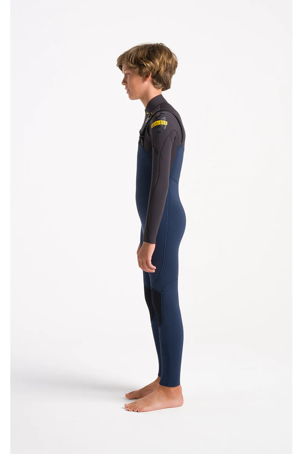 C-Skins Junior NuWave Session 4/3 Chest Zip Wetsuit - Bluestone/Meteor/Saffron-Kids Wetsuits-troggs.com