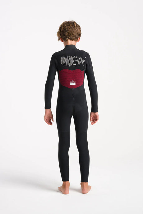 C-Skins Junior NuWave Session 4/3 Chest Zip Wetsuit - Bluestone/Meteor/Saffron-Kids Wetsuits-troggs.com