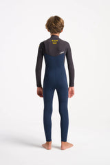 C-Skins Junior NuWave Session 4/3 Chest Zip Wetsuit - Bluestone/Meteor/Saffron-Kids Wetsuits-troggs.com