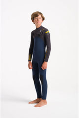 C-Skins Junior NuWave Session 4/3 Chest Zip Wetsuit - Bluestone/Meteor/Saffron-Kids Wetsuits-troggs.com