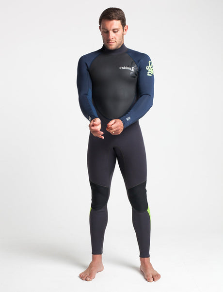 C-Skins Mens Element 3/2 Wetsuit - Anthracite/Slate/Lime-Mens Wetsuits-troggs.com