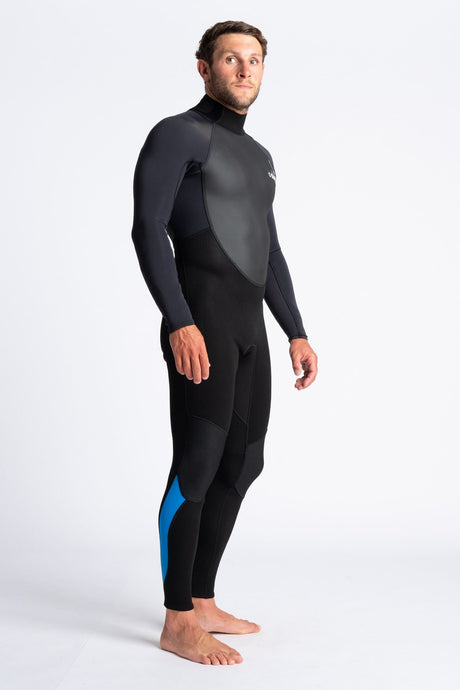 C-Skins Mens Element 3/2 Wetsuit - Black/Anthracite/Cyan-Mens Wetsuits-troggs.com