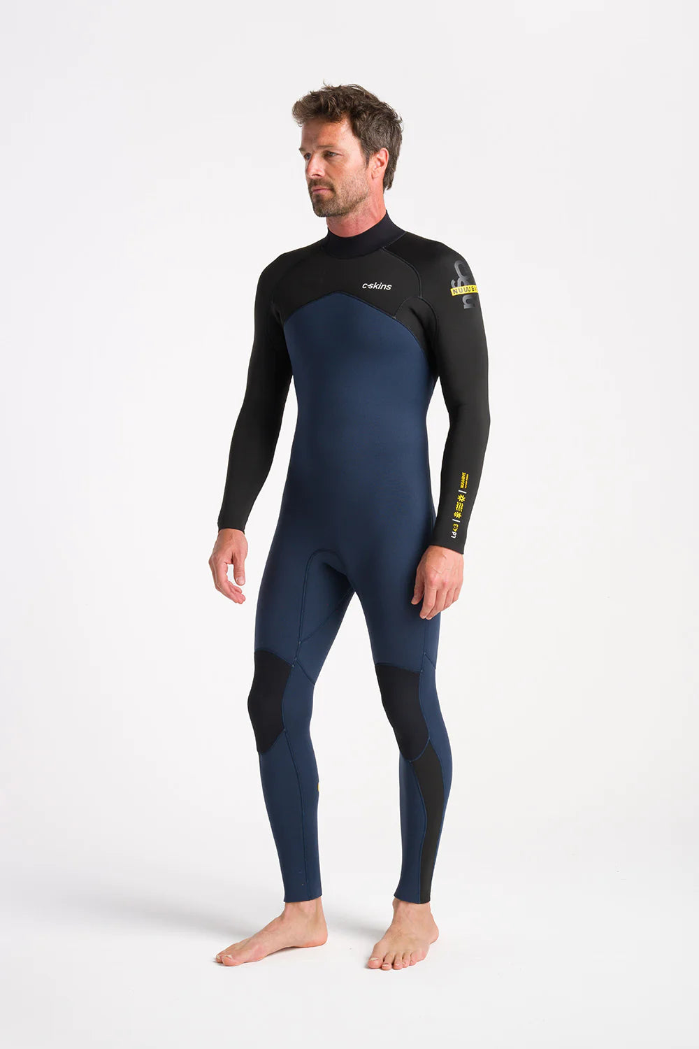 C-Skins Mens NuWave Legend 4/3 Wetsuit - Bluestone/Black/Saffron-Mens Wetsuits-troggs.com