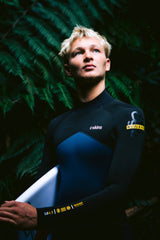 C-Skins Mens NuWave Legend 4/3 Wetsuit - Bluestone/Black/Saffron-Mens Wetsuits-troggs.com