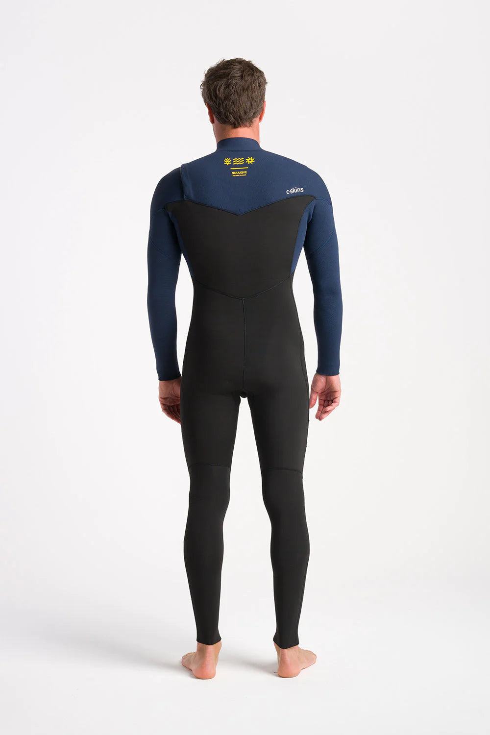 C-Skins Mens NuWave Session 3/2 Chest Zip Wetsuit - Bluestone/Black X/Saffron-Mens Wetsuits-troggs.com