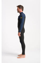 C-Skins Mens NuWave Session 3/2 Chest Zip Wetsuit - Bluestone/Black X/Saffron-Mens Wetsuits-troggs.com