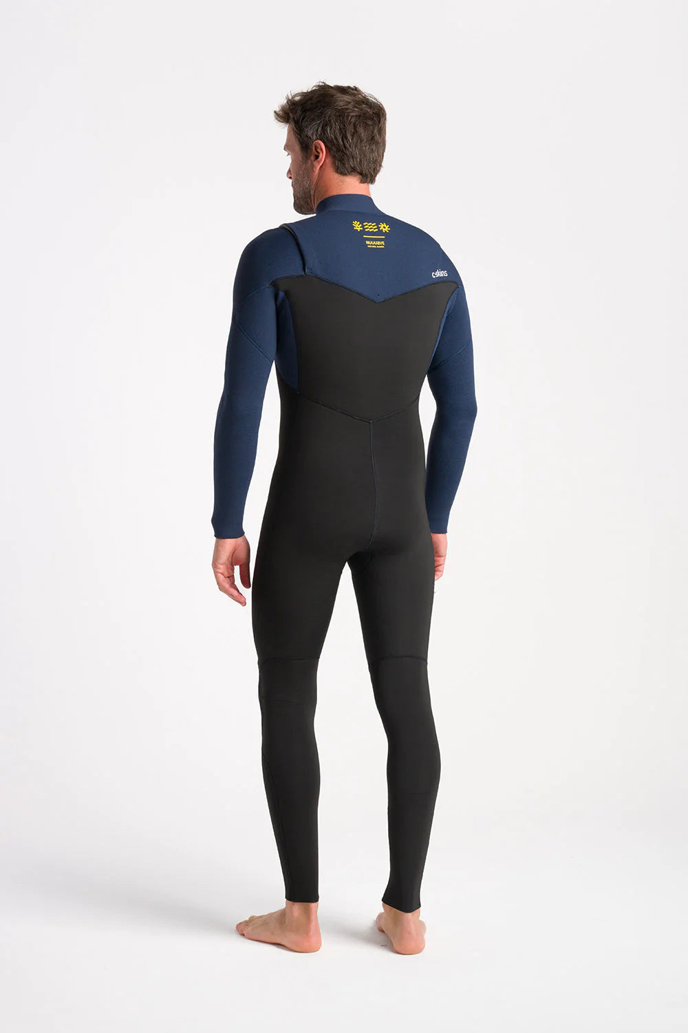 C-Skins Mens NuWave Session 3/2 Chest Zip Wetsuit - Bluestone/Black X/Saffron-Mens Wetsuits-troggs.com