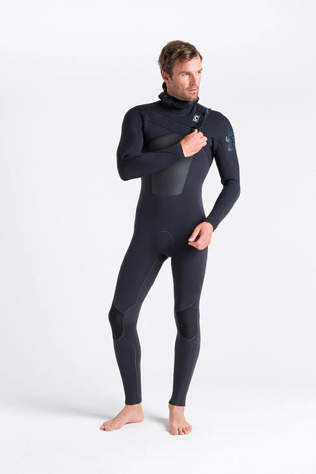 C-Skins Mens ReWired 5/4 Hooded Wetsuit - Anthracite/ Black X/ Petrol-Mens Wetsuits-troggs.com