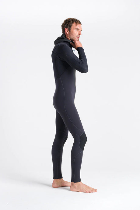 C-Skins Mens ReWired 5/4 Hooded Wetsuit - Anthracite/ Black X/ Petrol-Mens Wetsuits-troggs.com