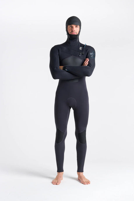 C-Skins Mens ReWired 5/4 Hooded Wetsuit - Anthracite/ Black X/ Petrol-Mens Wetsuits-troggs.com