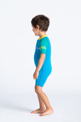 C-Skins Toddler C-Kid Front Zip Shortie - Cyan/Green/Aurora Yellow-Kids Wetsuits-troggs.com