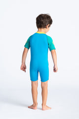 C-Skins Toddler C-Kid Front Zip Shortie - Cyan/Green/Aurora Yellow-Kids Wetsuits-troggs.com