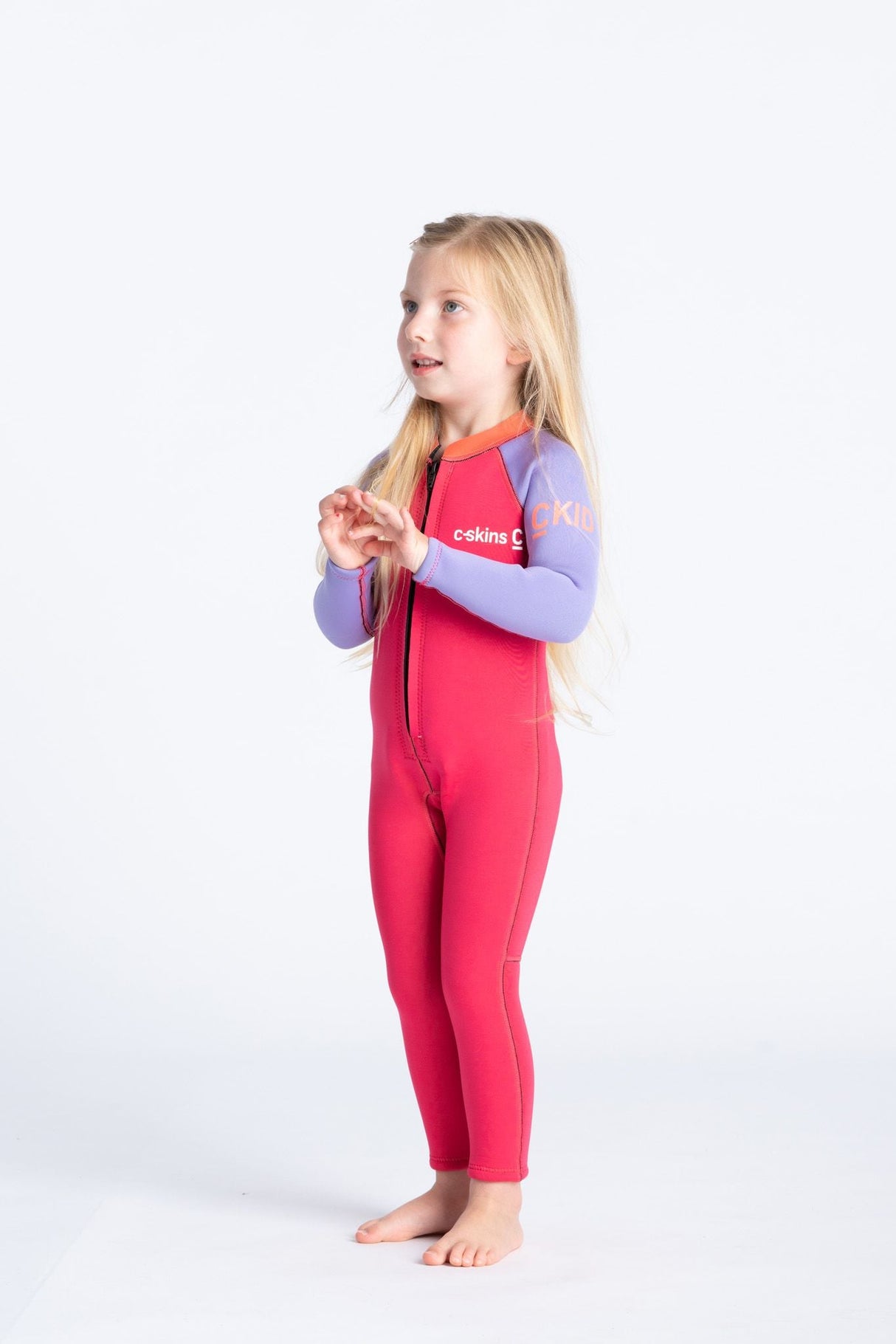 C-Skins Toddler C-Kid Front Zip Wetsuit - Coral/Lilac/Bright Coral-Wetsuits-troggs.com