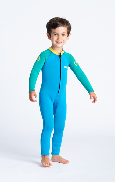 C-Skins Toddler C-Kid Front Zip Wetsuit - Cyan/Green/Aurora Yellow-Kids Wetsuits-troggs.com