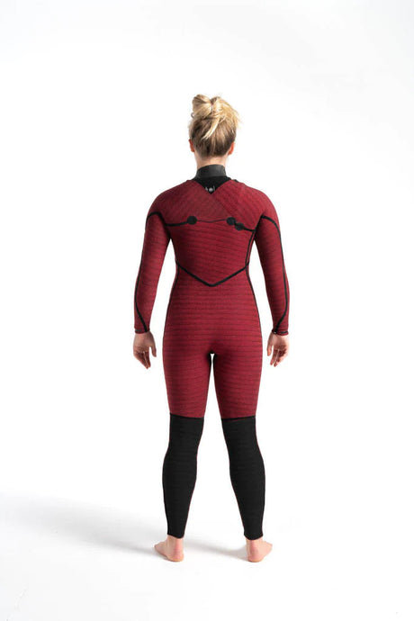 C-Skins Womens ReWired 5/4 Chest Zip Wetsuit - Raven Black/Crimson-Womens Wetsuits-troggs.com