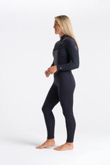 C-Skins Womens ReWired 5/4 Chest Zip Wetsuit - Raven Black/Crimson-Womens Wetsuits-troggs.com