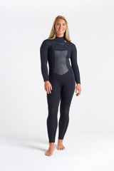 C-Skins Womens ReWired 5/4 Chest Zip Wetsuit - Raven Black/Crimson-Womens Wetsuits-troggs.com