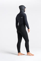 C-Skins Womens ReWired 6/5 Hooded Wetsuit - Black X Shade/ Crimson-Womens Wetsuits-troggs.com