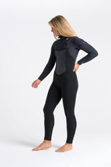 C-Skins Womens ReWired 6/5 Hooded Wetsuit - Black X Shade/ Crimson-Womens Wetsuits-troggs.com