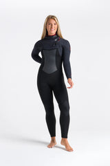 C-Skins Womens ReWired 6/5 Hooded Wetsuit - Black X Shade/ Crimson-Womens Wetsuits-troggs.com