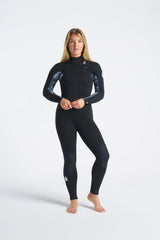 C-Skins Womens Solace 5/4 Chest Zip Wetsuit - Black/ Tropicalw-Womens Wetsuits-troggs.com