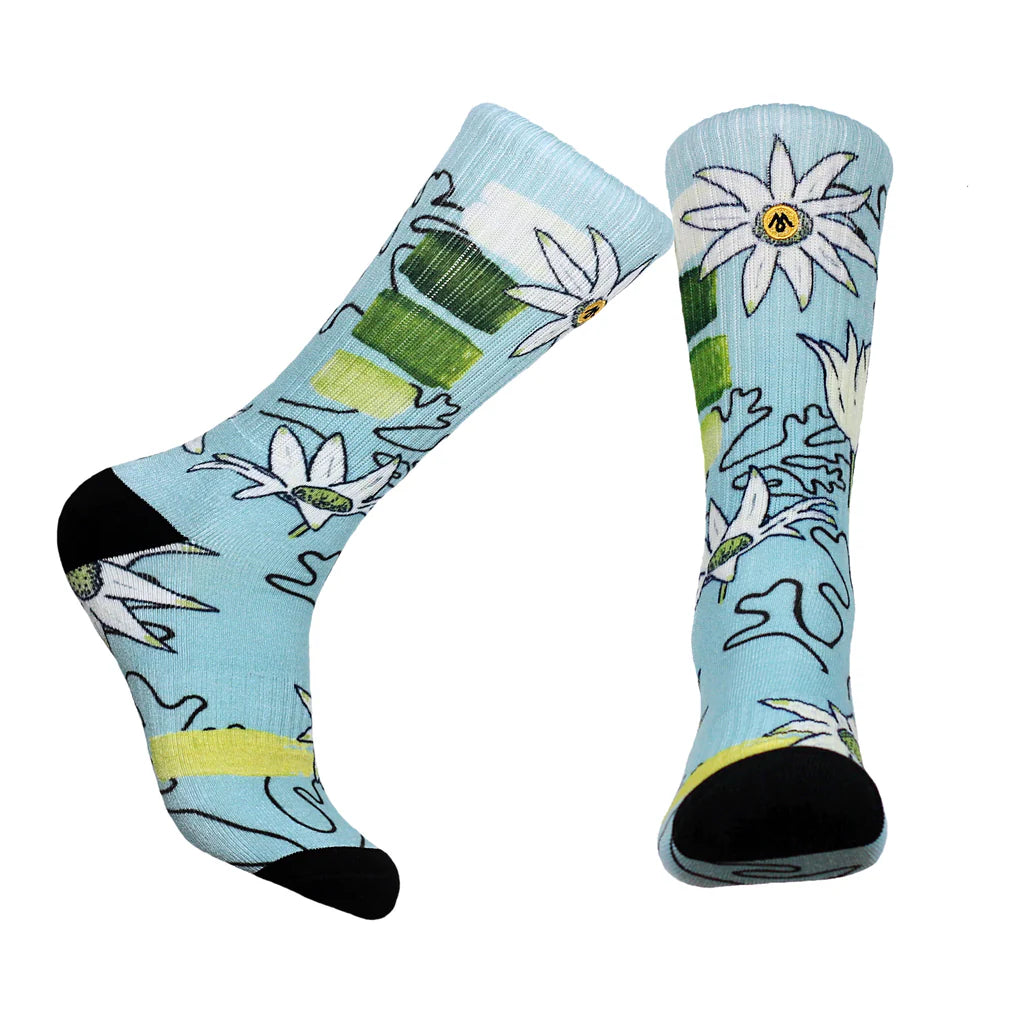 Mennie Brand Flannel Flower Crew Socks