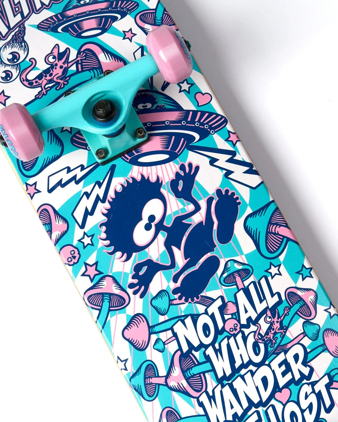 Saltrock Funguy Blue & Pink Skateboard (Close Up View)