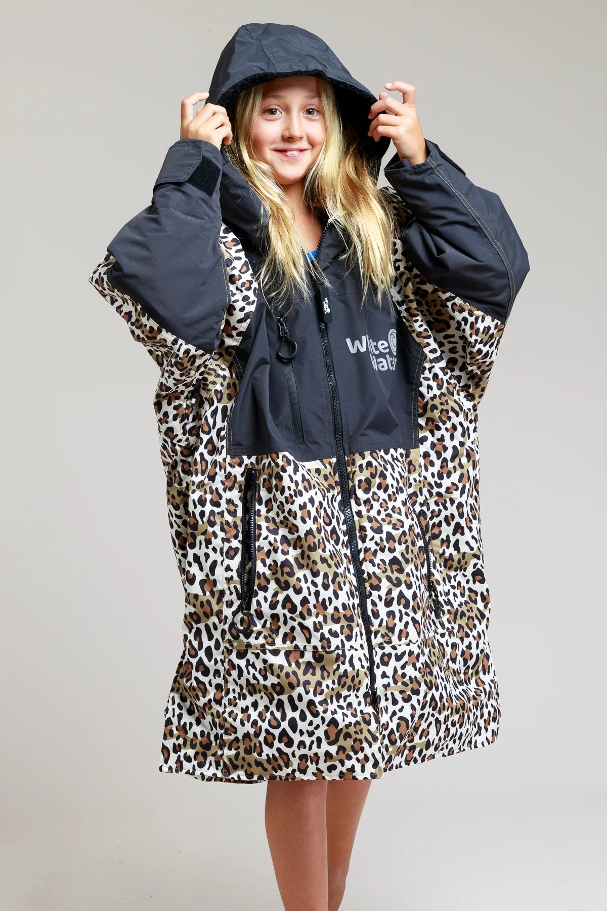 White Water Kids Hard Shell Changing Robe - Leopard Print