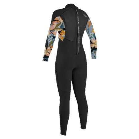 O'Neill Girls Epic 4/3 Wetsuit - Black/Demi Floral-Kids Wetsuits-troggs.com