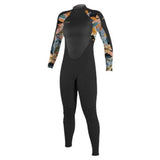 O'Neill Girls Epic 4/3 Wetsuit - Black/Demi Floral-Kids Wetsuits-troggs.com