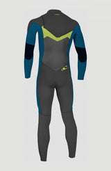 O'Neill Junior Ninja 4/3 Chest Zip Wetsuit - Black/UltraBlue-Kids Wetsuits-troggs.com