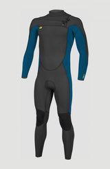 O'Neill Junior Ninja 4/3 Chest Zip Wetsuit - Black/UltraBlue-Kids Wetsuits-troggs.com