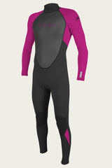 O'Neill Junior Reactor II 3/2 Wetsuit - Black/Berry-Kids Wetsuits-troggs.com