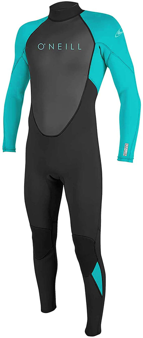 O'Neill Junior Reactor II 3/2 Wetsuit - Black/Light Aqua-Kids Wetsuits-troggs.com