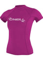 O'Neill Womens Basic Skins S/S Rash Vest - Fox Pink-Rash Vests & Thermal Vests-troggs.com