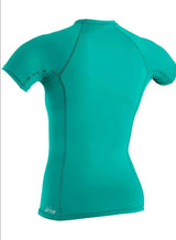 O'Neill Womens Basic Skins S/S Rash Vest - Light Aqua-Rash Vests & Thermal Vests-troggs.com