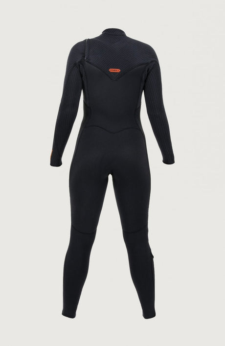 O'Neill Womens Hyperfreak 5/4+ Chest Zip Wetsuit - Black-Womens Wetsuits-troggs.com