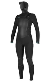 O'Neill Womens Psycho Tech 6/4+ Hooded Wetsuit - Black-Womens Wetsuits-troggs.com