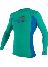 O'Neill Youth Premium Skins L/S Rash Vest - Baltic Green/Ocean-Rash Vests & Thermal Vests-troggs.com